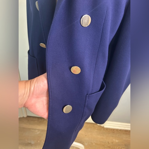 💙Anne Klein Navy Double-Breasted Blazer w/Pockets and Decorative Silver Buttons - Picture 16 of 17